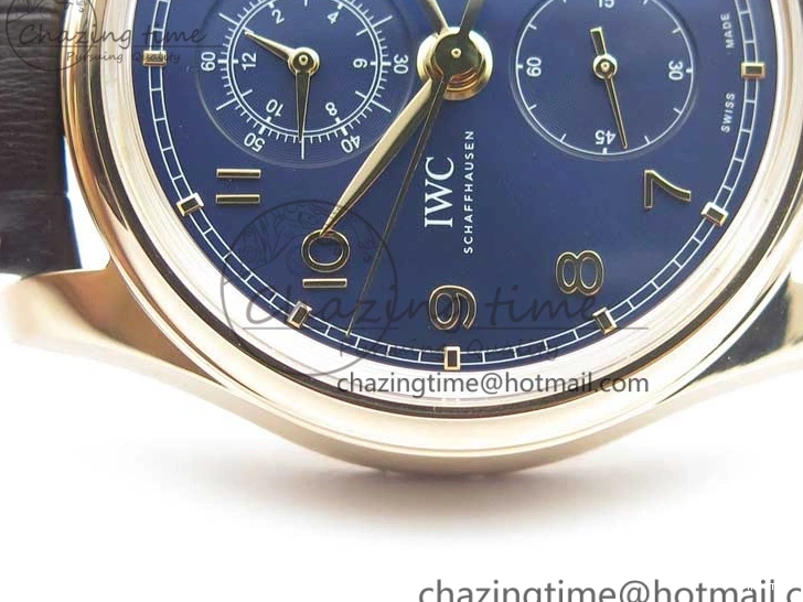 MIROTIME 0108 Portugieser Chrono  42 IW390406 RG ZF 1:1 Best Edition Blue Dial on Brown Leather Strap A Durable 7129